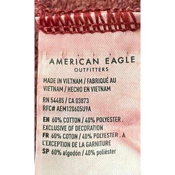 AMERICAN EAGLE LONG SLEEVE CREWNECK SWEATSHIRT, WOMENS, M, HEATHER CRANBERRY - Picture 11 of 11